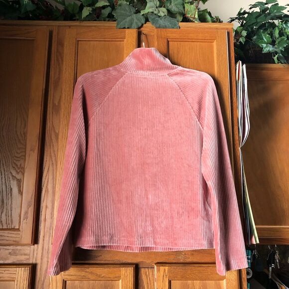 HAVEN Well Within Pink Ribbed Organic Cotton Blend Mock Neck Sweater - S - Picture 8 of 13